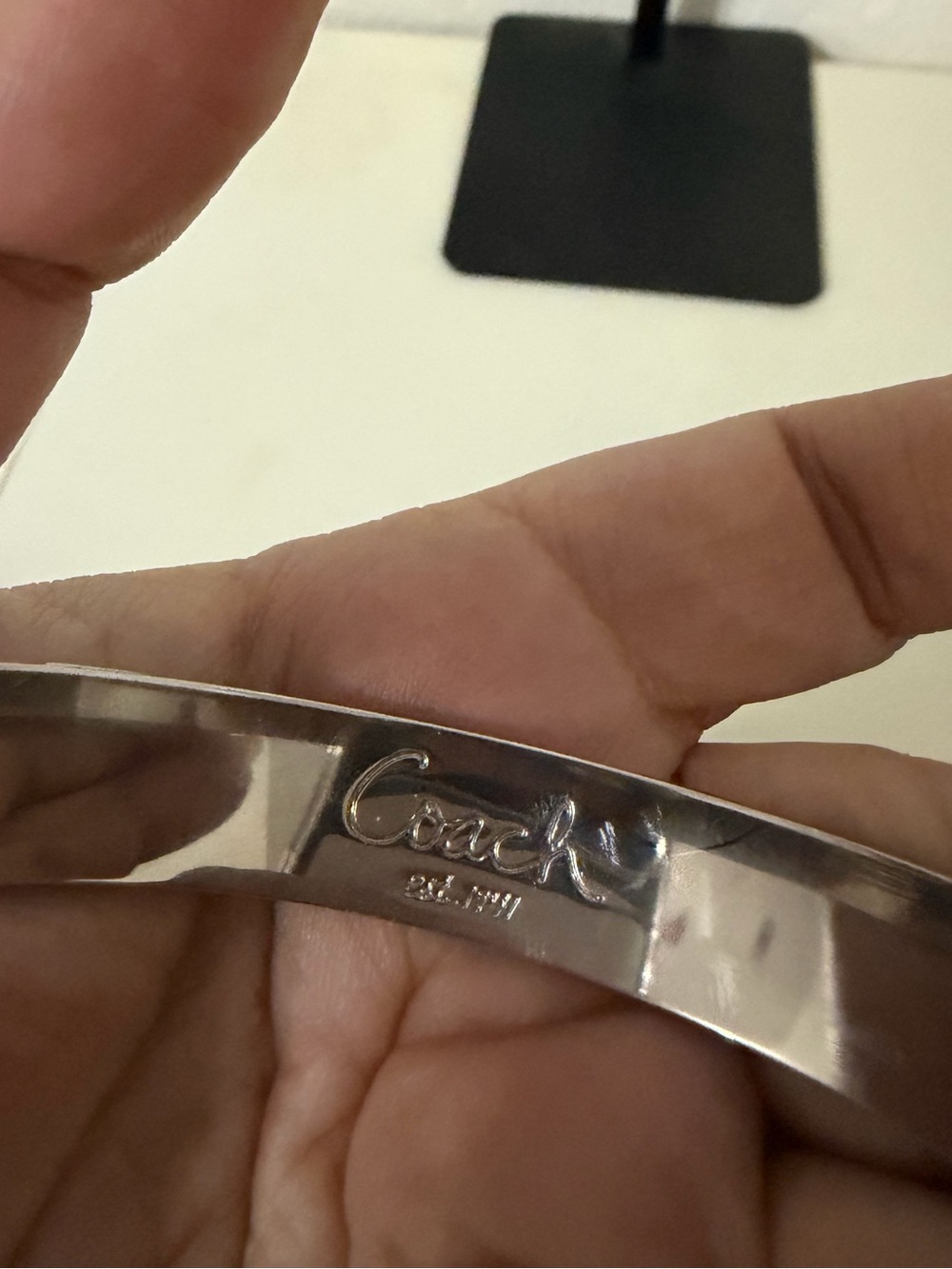 Coach Silver-Tone Logo Bangle Bracelet - Picture 3 of 5